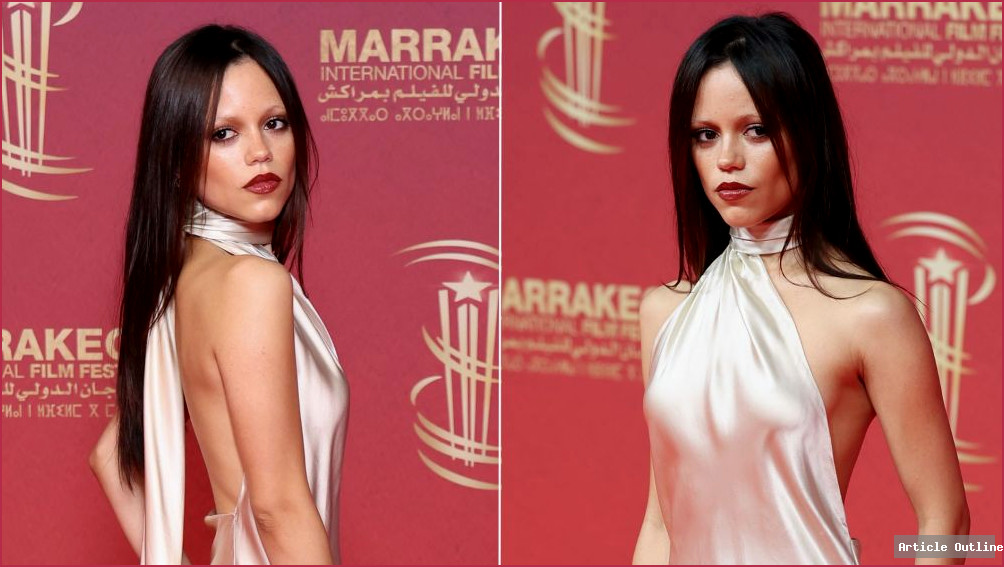 Jenna Ortega in satin gown at Marrakech Film Festival