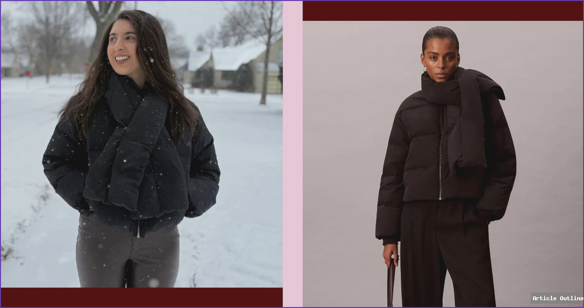 Calvin Klein Short Puffer Jacket with Built-In Scarf