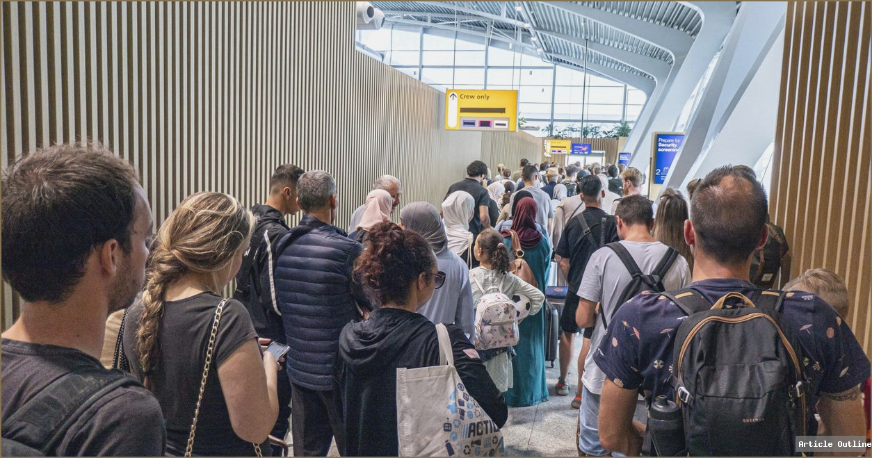 Passengers waiting at US airport during delays
