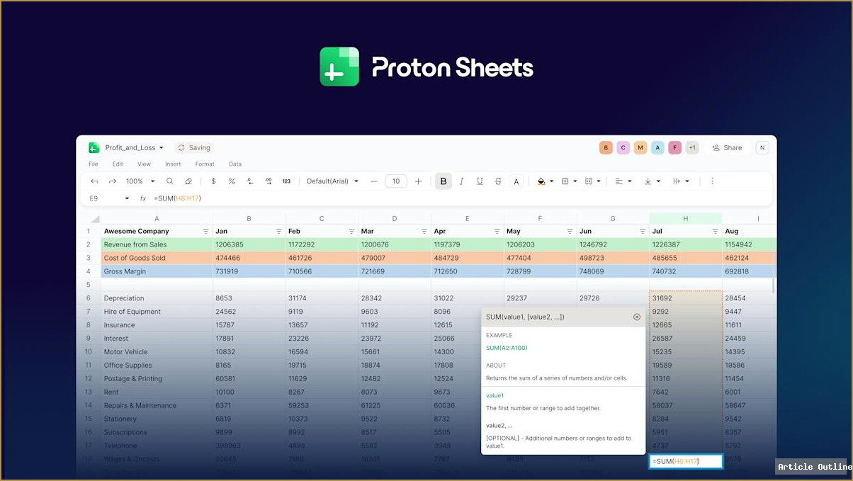 Proton Sheets Secure Spreadsheet Tool