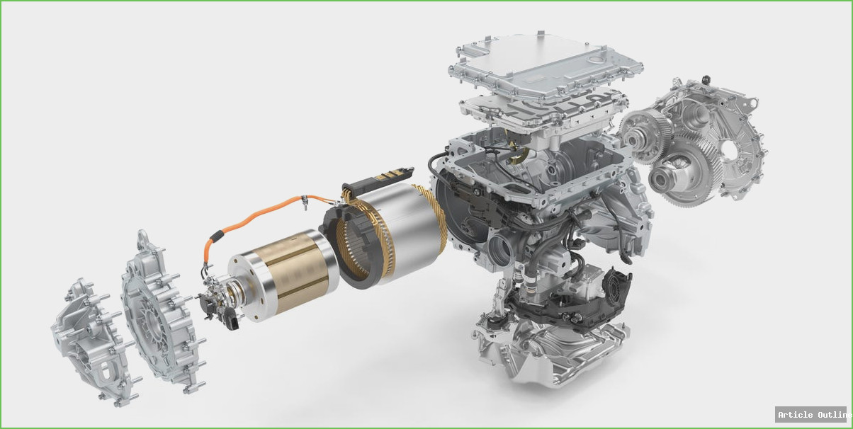 Close-up of an electric car motor