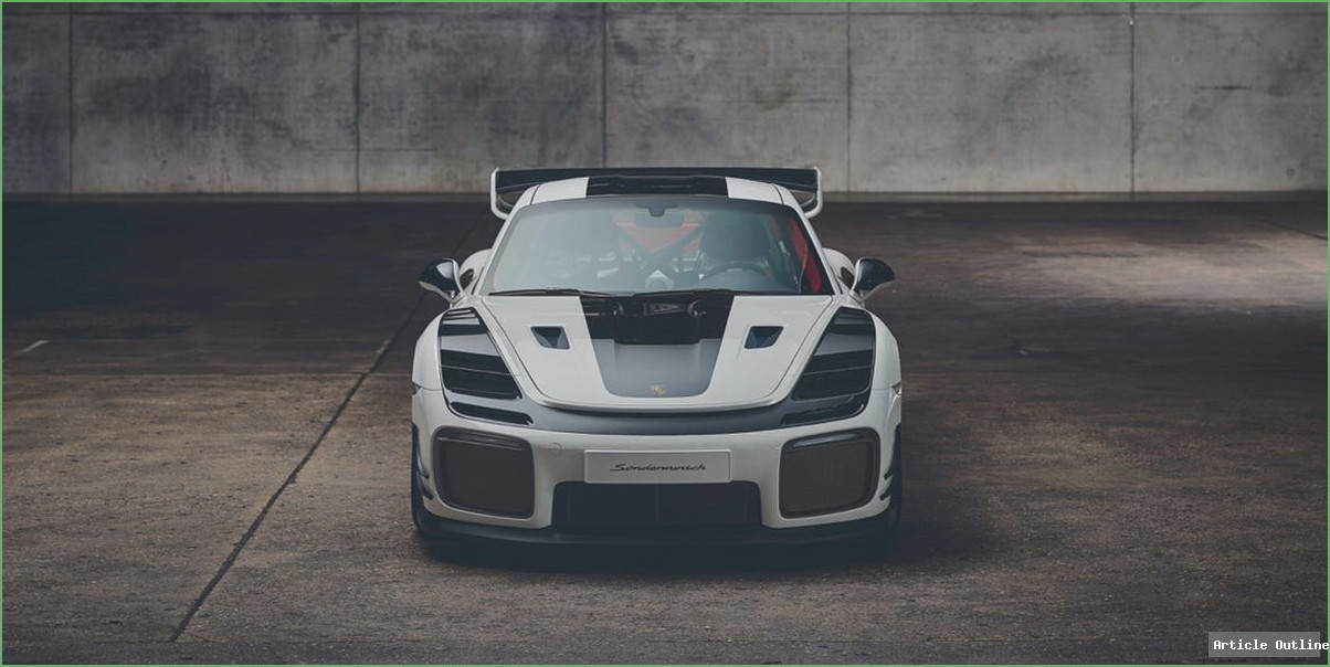 Porsche Flachbau RS front view, Grand Prix White with carbon fiber accents