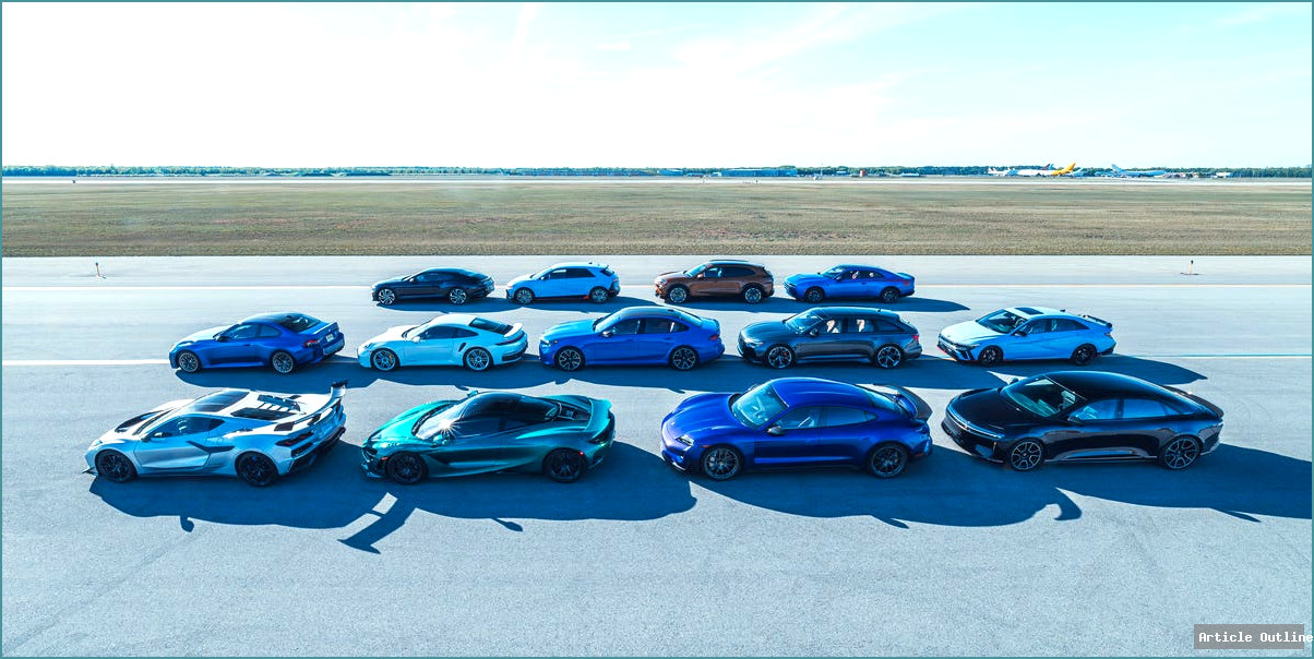 High-performance cars lined up for the Car and Driver 0-150-0 mph speed test 2026