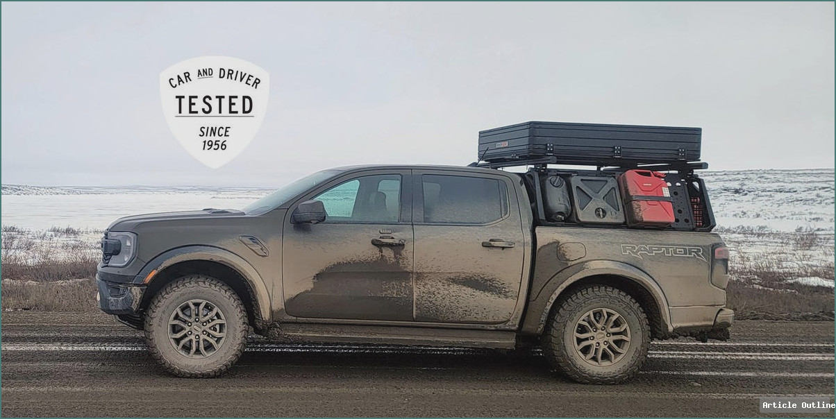 Ford Ranger Raptor with overlanding gear on test track